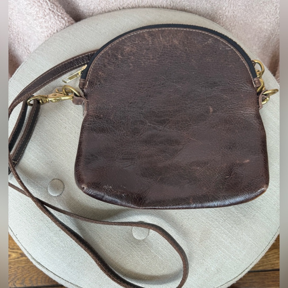 HITA Crossbody Satchel Brown Leather Gold Hardware Women's Bag Cowhide